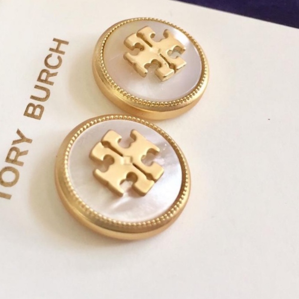 TORY BURCH • Semiprecious Stone Logo Earrings - Picture 4 of 7